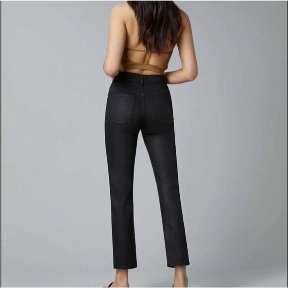 DL1961 Patti Ankle High Rise Straight Leg Jeans Black Coated 25 NWT - Picture 10 of 10